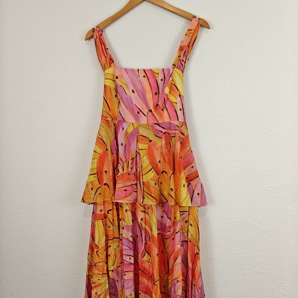 FARM RIO Nwot Ombre Bananas Crossed Back Square Neck Maxi Dress XS Women's - Picture 9 of 15